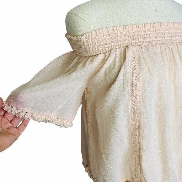 Aerie Off the Shoulder Crop Blouse XS Blush Pink 2653 - Picture 3 of 9